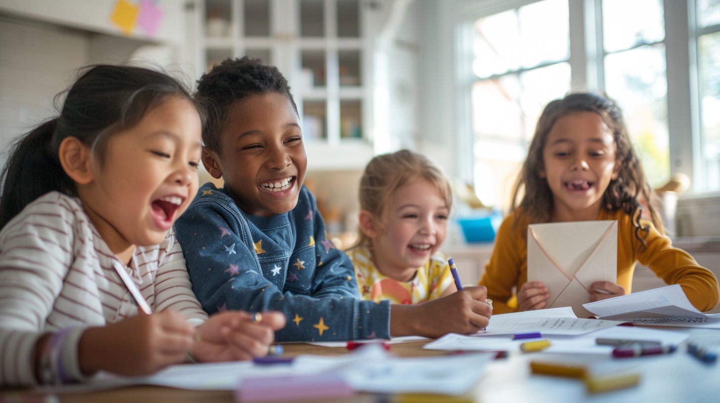 Kids sharing letters